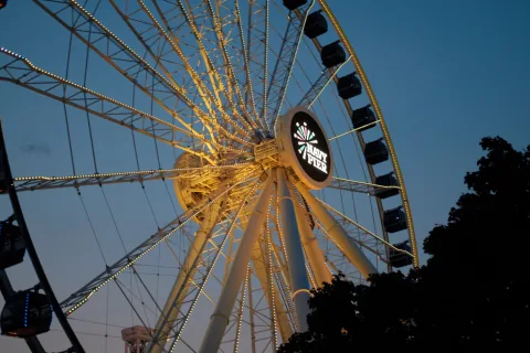 Navy Pier Ferris wheel at dusk in Chicago