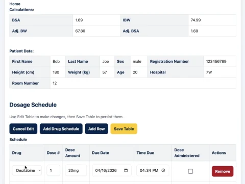 Michigan Medicine chemotherapy dose scheduling application